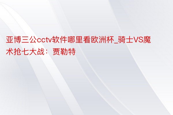 亚博三公cctv软件哪里看欧洲杯_骑士VS魔术抢七大战：贾勒特