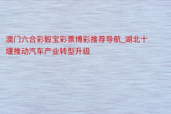 澳门六合彩骰宝彩票博彩推荐导航_湖北十堰推动汽车产业转型升级